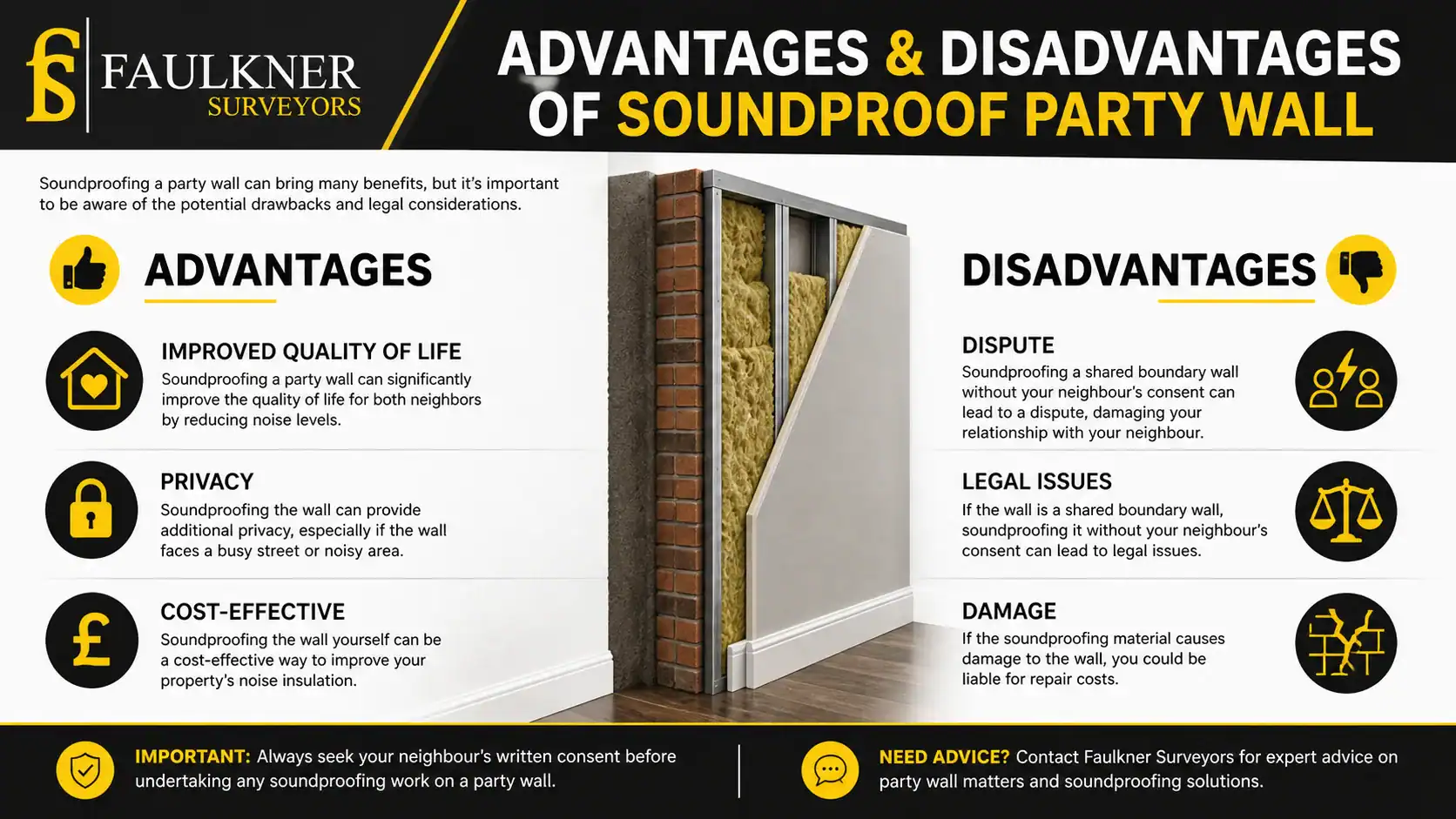 Can you soundproof a Party wall? 2 Advantages and Disadvantages of Soundproof Party Wall Guildford