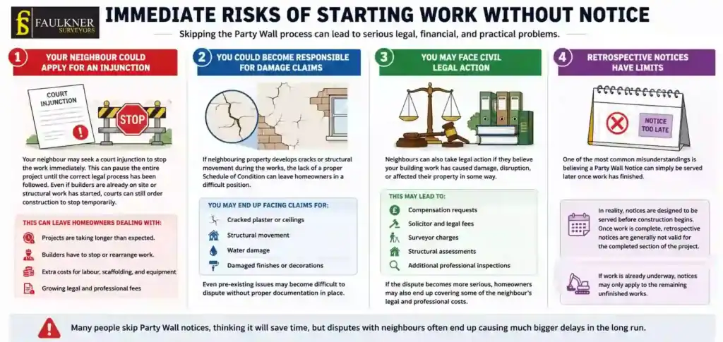 What Happens If You Start Work Without a Party Wall Notice? 1 Immediate Risks of Starting Work Without Party Wall Notice Guildford